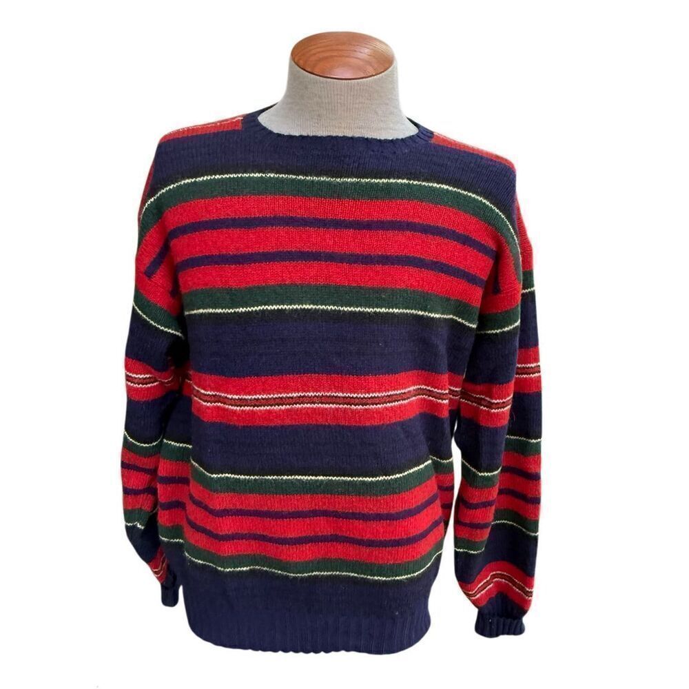 Polo Ralph Lauren Vintage 100% Lambswool Stripe Pullover Sweater Sz.L